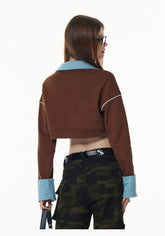 Vone sheeE-Women's waistless sports wind lapel short bodysuit spring and autumn